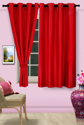 69% OFF on Cortina Polyester Red Solid Eyelet Curtain