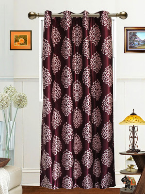 58% OFF on Dekor World Polyester Purple Checkered Eyelet Curtain