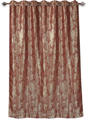 22% OFF on Mahamantra Polyester Maroon Floral Eyelet Curtain