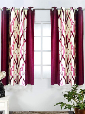 60% OFF on Homefab India Polyester Maroon Geometric Eyelet Curtain
