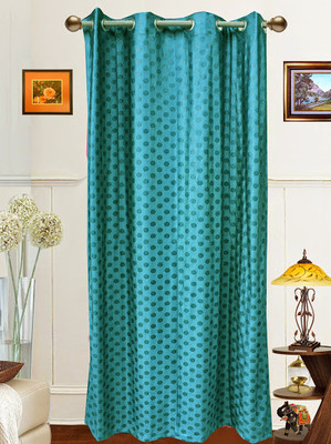 58% OFF on Dekor World Polyester Blue Self Design Eyelet Curtain