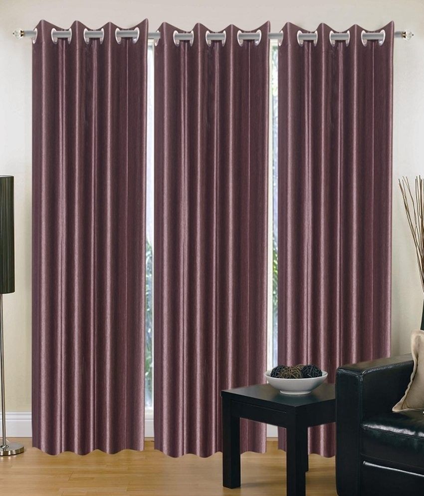 46% OFF on Hargunz Polycotton Brown Floral Eyelet Curtain