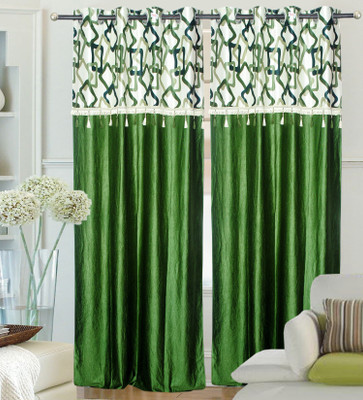 69% OFF on Hargunz Polyester Green Self Design Eyelet Curtain