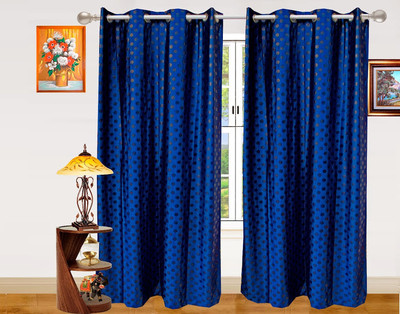 50% OFF on Dekor World Polyester Blue Polka Eyelet Curtain 50% OFF on Dekor World Polyester Blue Polka Eyelet Curtain