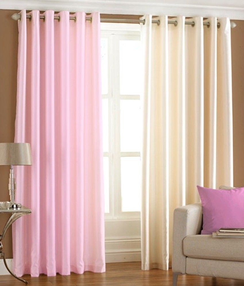 23 Off On Hargunz Polyester Pink Beige Damask Eyelet Curtain On