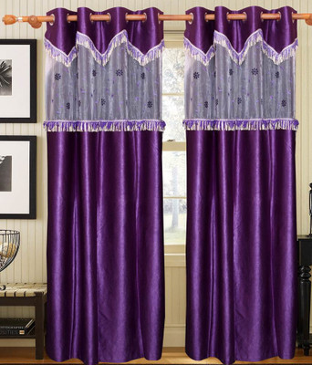 48% OFF on Hargunz Polyester Purple Solid Eyelet Curtain