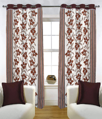 50% OFF on Fabutex Blends Brown Floral Eyelet Curtain
