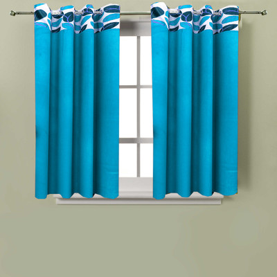 54% OFF on Homefab India Polyester Blue Floral Eyelet Curtain