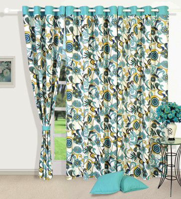 40% OFF on Swayam Cotton Multicolor Printed Ring Rod Curtain