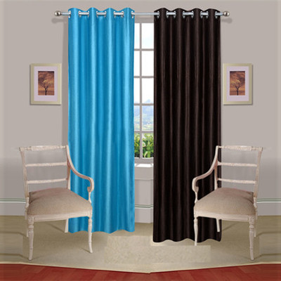 43% OFF on Handloomdaddy Polyester Blue, Brown Floral Eyelet Curtain 43% OFF on Handloomdaddy Polyester Blue, Brown Floral Eyelet Curtain