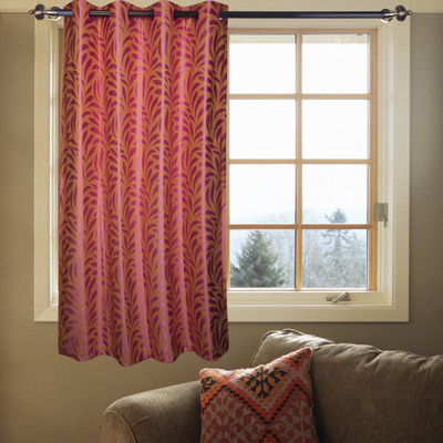 52% OFF on Kings Polycotton Pink Solid Eyelet Curtain