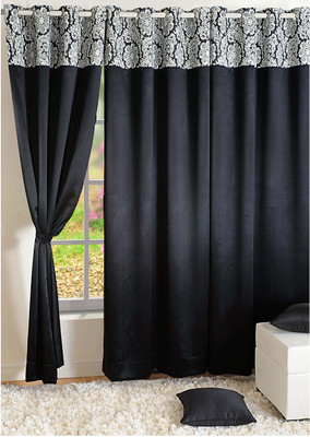 18% OFF on Swayam Silk Black, White Solid Eyelet Curtain 18% OFF on Swayam Silk Black, White Solid Eyelet Curtain