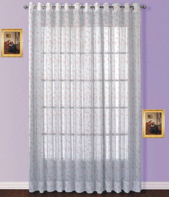 50% OFF on Fabutex Tissue Pink Embroidered Eyelet Curtain