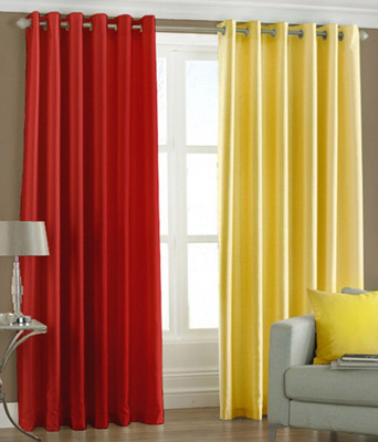 40% OFF on Handloomhub Polyester Multicolor Solid Eyelet Curtain