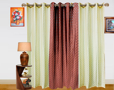53% OFF on Dekor World Polyester Brown, White Self Design Eyelet Curtain
