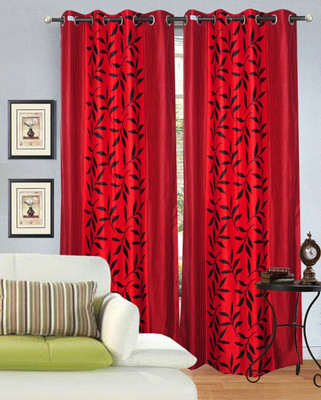 70% OFF on Hargunz Polyester Red Floral Eyelet Curtain 70% OFF on Hargunz Polyester Red Floral Eyelet Curtain