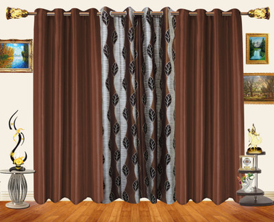 55% OFF on Decor Bazaar Polyester Brown Self Design Eyelet Curtain