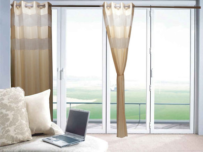 41% OFF on Furnishing Centre Polyester Cr������me Striped Eyelet Curtain