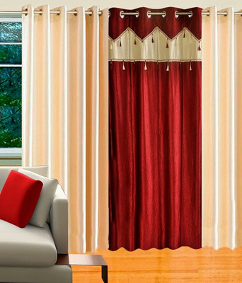 46% OFF on Kkk Polyester Multicolor Damask Eyelet Curtain