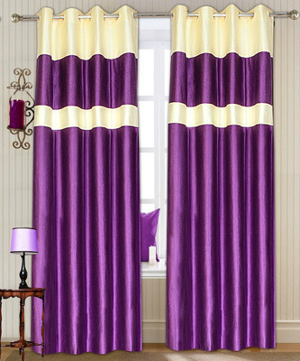 48% OFF on T.Decor Polyester Purple Solid Eyelet Curtain