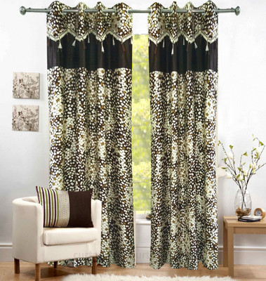 65% OFF on Homefab India Polyester Brown Geometric Eyelet Curtain