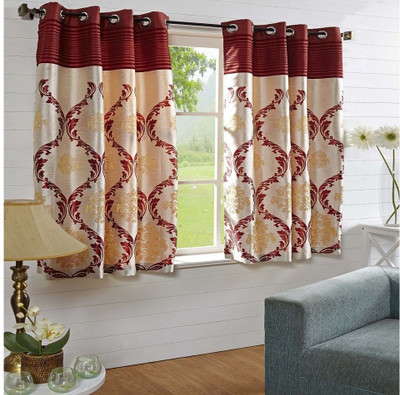 5% OFF on At Home Polycotton Red Damask Eyelet Curtain