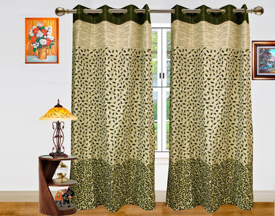 2% OFF on Dekor World Green Floral Eyelet Curtain