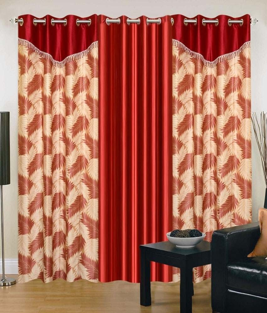 66% OFF on HomeZaara Polyester Multicolor Geometric Eyelet Curtain