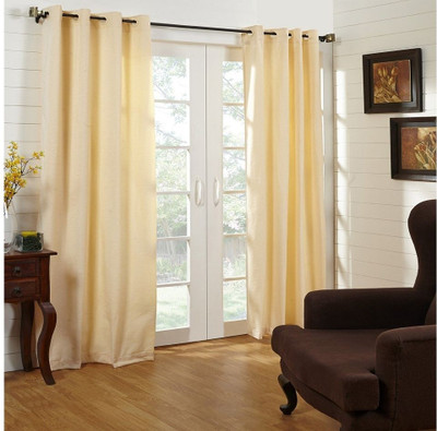 At Home Polycotton Peach Solid Eyelet Curtain