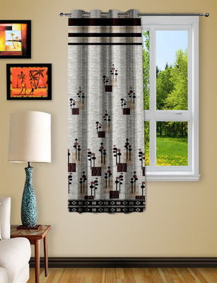 41% OFF on Story @ Home Jacquard Grey Abstract Eyelet Curtain