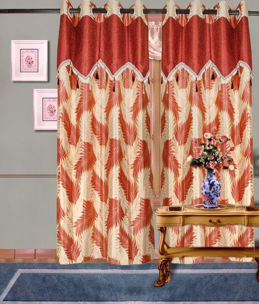 50% OFF on Madhav Product Polyester Brown Floral Eyelet Curtain