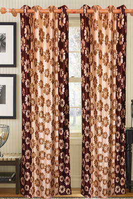 57% OFF on Vrinda Polyester Brown Solid Eyelet Curtain