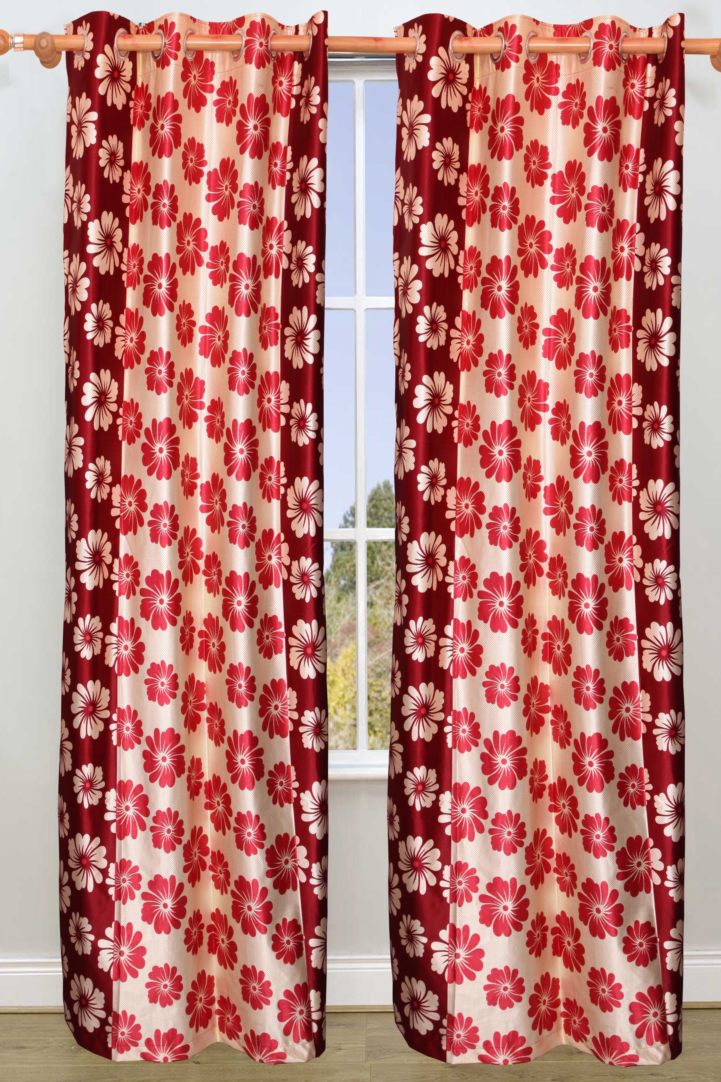 46% OFF on Vrinda Polyester Red Solid Eyelet Curtain 46% OFF on Vrinda Polyester Red Solid Eyelet Curtain