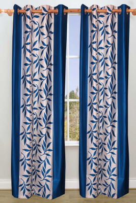 45% OFF on Vrinda Polyester Aqua Floral Eyelet Curtain
