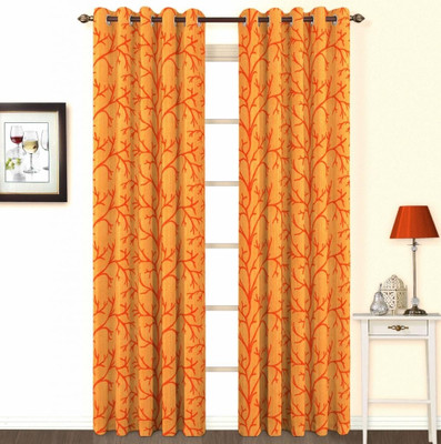 Skipper Cotton, Viscose Red Damask Eyelet Curtain