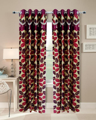 60% OFF on Homefab India Polyester Maroon Solid Eyelet Curtain