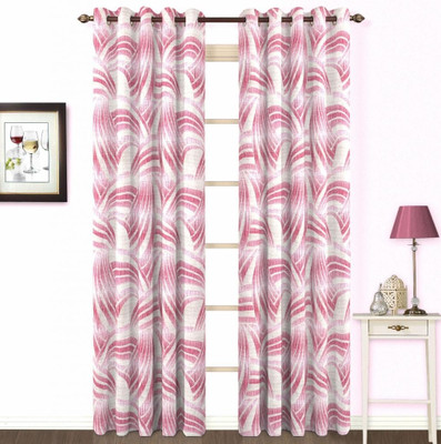 Skipper Polyester, Viscose Pink, Multicolor Geometric Eyelet Curtain