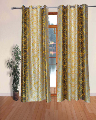 31% OFF on FabBig Polyester Yellow Printed Eyelet Curtain