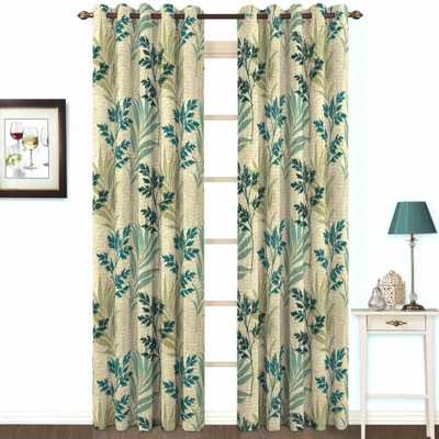 Skipper Cotton, Viscose Blue Geometric Eyelet Curtain