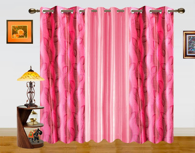 50% OFF on Dekor World Polyester Peach, Pink Floral Eyelet Curtain