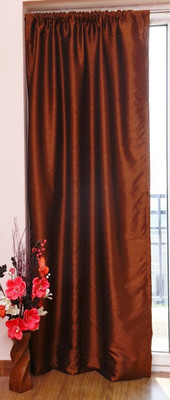 ZappyCart Polyester Brown Solid Eyelet Curtain