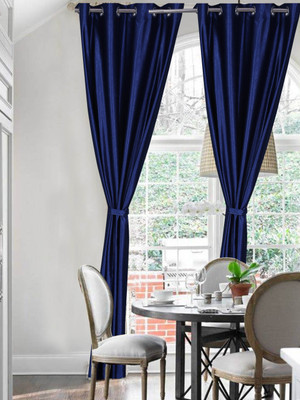 50% OFF on T.Decor Polyester Blue Solid Eyelet Curtain