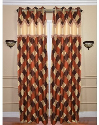 Handloomhub Polyester Rust Checkered Eyelet Curtain Handloomhub Polyester Rust Checkered Eyelet Curtain