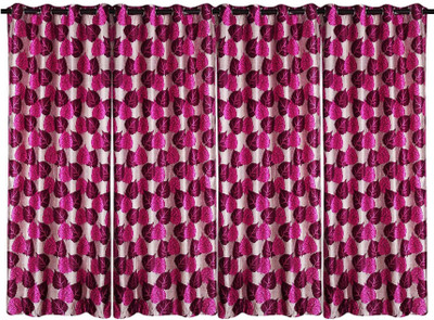 70% OFF on Zikrak Exim Polyester Purple Striped Eyelet Curtain