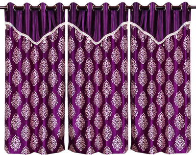 63% OFF on Zikrak Exim Polyester Purple Damask Eyelet Curtain