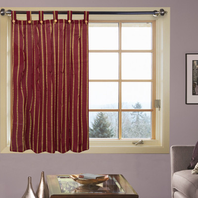 50% OFF on Kings Polyester Maroon Striped Eyelet Curtain