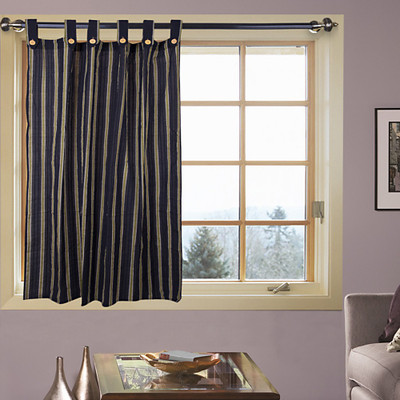 47% OFF on Kings Polyester Blue Striped Eyelet Curtain
