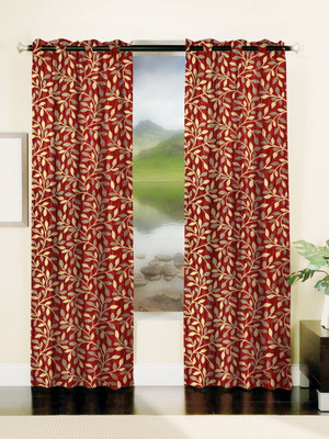 66% OFF on Mahamantra Polyester Red Floral Eyelet Curtain 66% OFF on Mahamantra Polyester Red Floral Eyelet Curtain