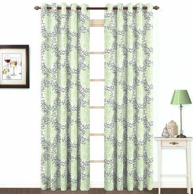 10% OFF on Skipper Polyester, Viscose, Blends Green Floral Eyelet Curtain