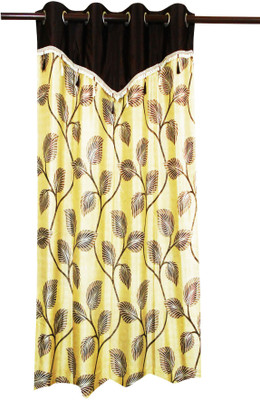 81% OFF on Zikrak Exim Polyester Brown Floral Eyelet Curtain